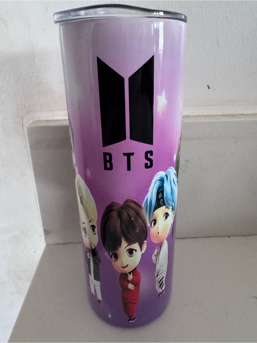 BTS Purple Travel Tumbler - Cute Character Design